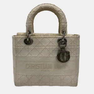 Beige Canvas Lady D-Lite Medium Tote Bag